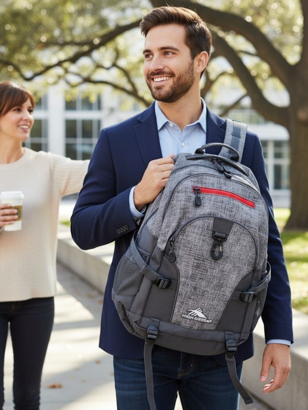 NWT High Sierra Gray Loop Tech Tablet Backpack Padded Shoulder Straps 19×13.5×8